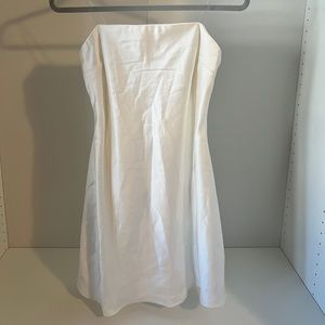 White strapless satin dress